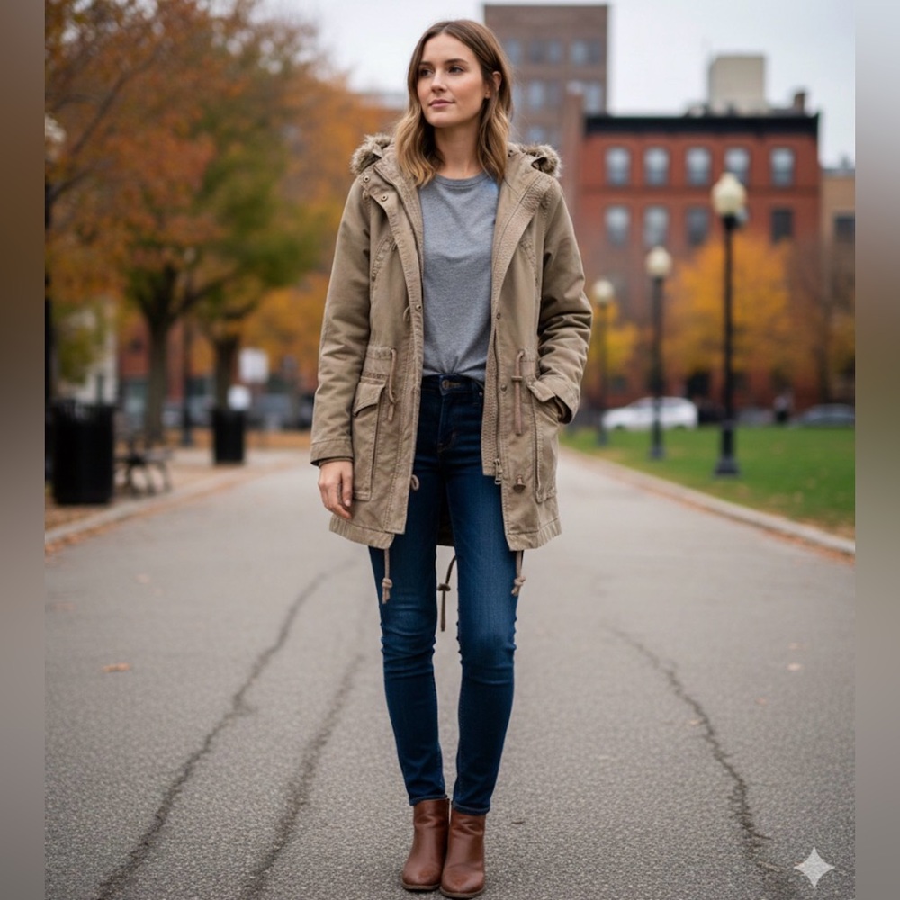 GAP Women's Utility Jacket in Tan heavy very warm